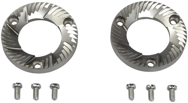 54 mm specialaus plieno girnos X54 malūnui, abi girnos su tvirtinimo varžtais